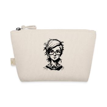 Manga Girl - Schoolgirl with Glasses - Organic Pouch - nature - Front