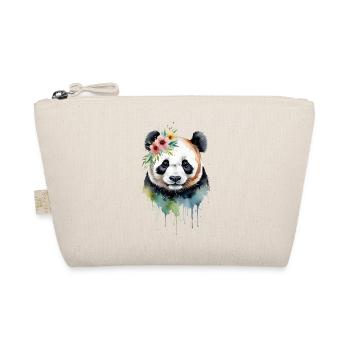 Watercolor Panda Surrounded by Flowers - Organic Pouch - nature - Front
