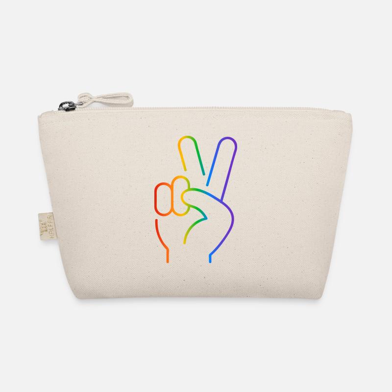 Peace-Zeichen 2 Finger Regenbogen Bio-Täschchen