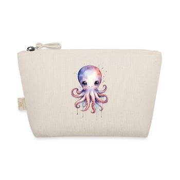 Kawaii Watercolor Octopus - Adorable Sea Creature - Organic Pouch - nature - Front