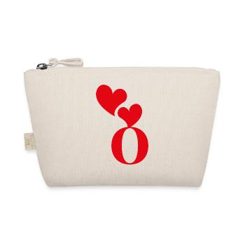 Letter o red heart - Organic Pouch - nature - Front