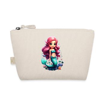 Adorable sirène chibi aux cheveux roses - Trousse biologique - nature - Devant