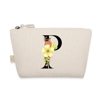 Elegant letter 'P' with flowers - Organic Pouch - nature - Front