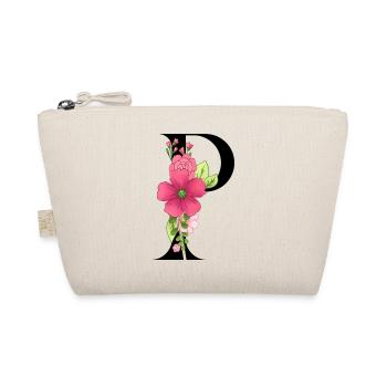 Elegant letter 'P' with flowers - Organic Pouch - nature - Front