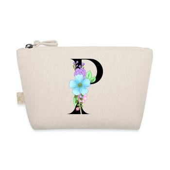 Elegant letter 'P' with flowers - Organic Pouch - nature - Front