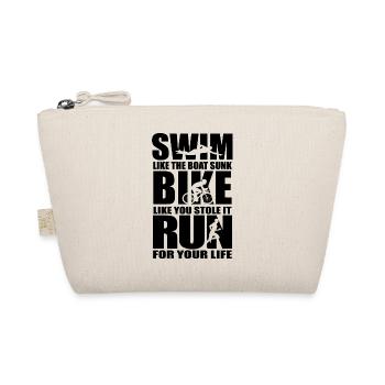 Triathlon Laufen Schwimmen Radfahren - Bio-Täschchen - Natur - Vorne