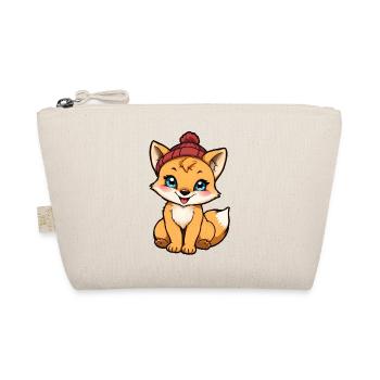 Adorable Orange Fox in a Red Beanie - Organic Pouch - nature - Front