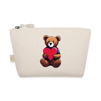Teddy bear with heart in hands - Organic Pouch - nature - Front