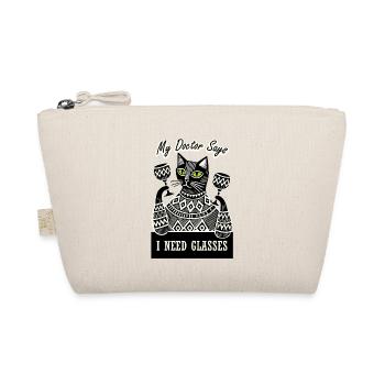 YANACAT Wine Quote Cat Pun & Glasses - Organic Pouch - nature - Front