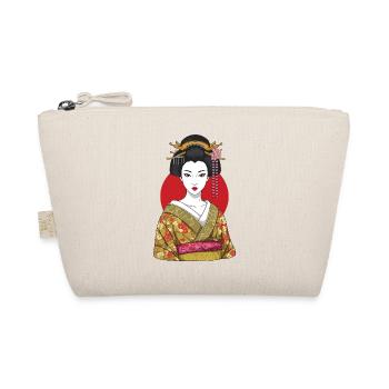 Elegante Geisha im traditionellen Kimono mit roter Sonne - Bio-Täschchen - Natur - Vorne
