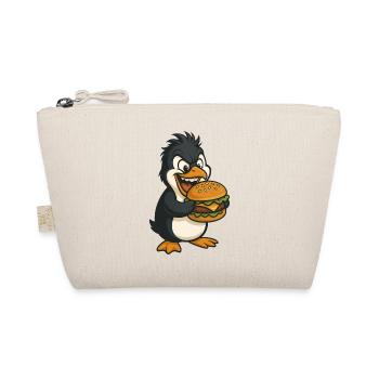 Cool Pinguin mit Hamburger Cheeseburger Fast Food - Bio-Täschchen - Natur - Vorne