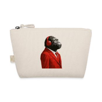 Gorilla in a Suit with Headphones - Organic Pouch - nature - Front