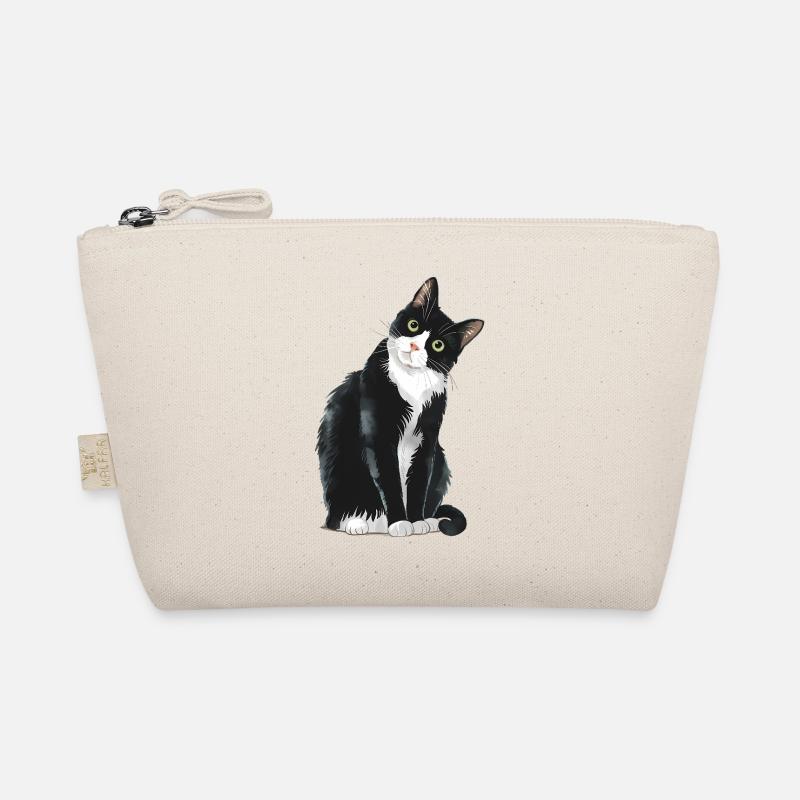 Schwarz-weiße Katze Bio-Täschchen