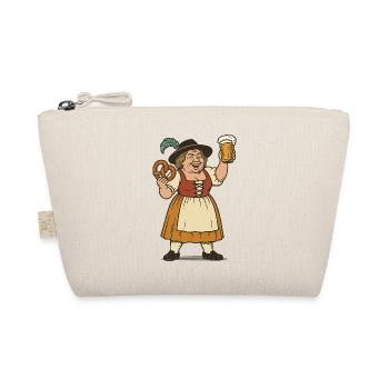 Fröhliche Frau mit Bier und Brezel - Bio-Täschchen - Natur - Vorne