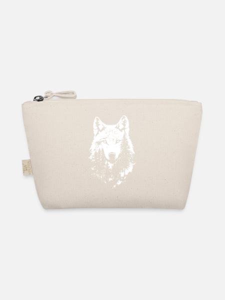 Wolf Gesicht Wald Silhouette - Bio-Täschchen - Natur