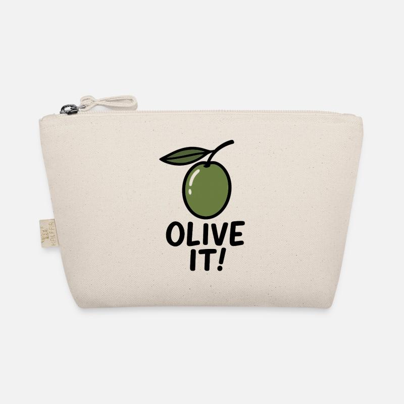 Olivenillustration mit Slogan Bio-Täschchen