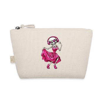 Crazy skeleton in pink dress and headphones :) - Organic Pouch - nature - Front