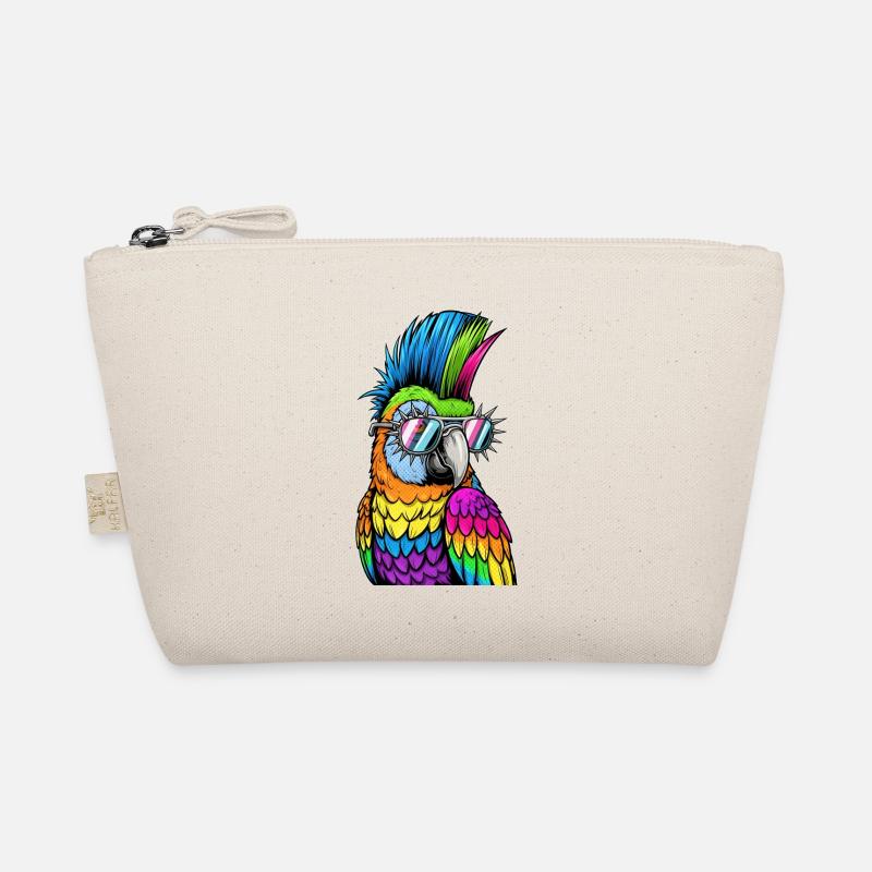 Colorful disco parrot with sunglasses Organic Pouch