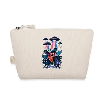 Alien UFOs UFO Cat Cats Beaming Gift - Organic Pouch - nature - Front