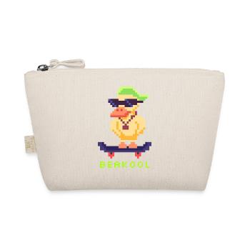 Pixel Art Duck with Skateboard and Cap - Organic Pouch - nature - Front