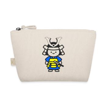 Kawaii Samurai Child in Yellow Blue - Organic Pouch - nature - Front
