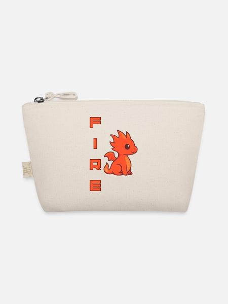 Cartoon Flame Dragon - Organic Pouch - nature - Front