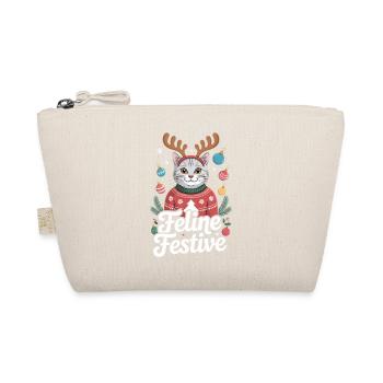 Feline Festive Weihnachts Katze Rentier Geweih - Bio-Täschchen - Natur - Vorne
