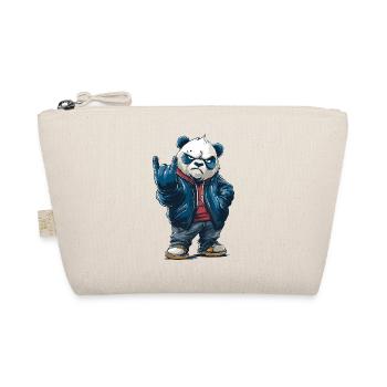 Rockiger Panda mit "Rock On"-Pose - Bio-Täschchen - Natur - Vorne