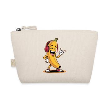 Banane joyeuse avec des écouteurs et une main de pierre - Trousse biologique - nature - Devant
