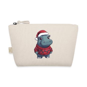 Nilpferd Weihnachten Xmas - Bio-Täschchen - Natur - Vorne