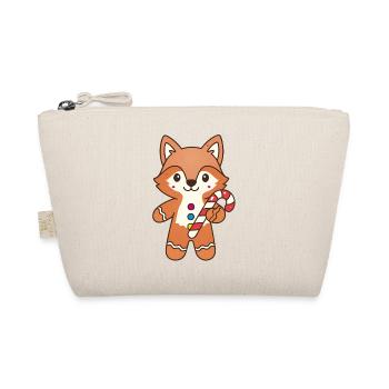 Niedlicher Lebkuchen Fuchs mit Zuckerstange - Bio-Täschchen - Natur - Vorne