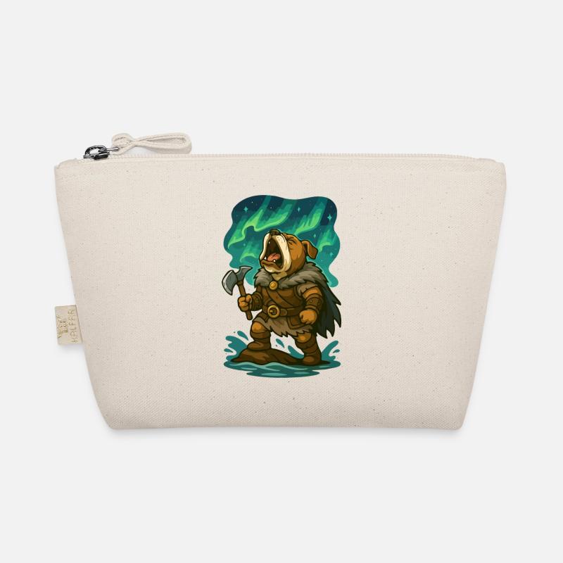 Viking Bulldog with Axe under Northern Sky Organic Pouch