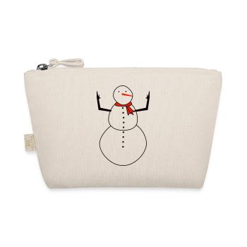 Schneemann mit rotem Schal - Bio-Täschchen - Natur - Vorne