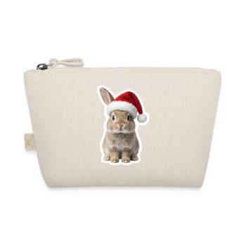 Süßer Hase mit Mütze - Christmas Bunny - Bio-Täschchen - Natur - Vorne