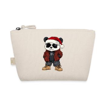 Panda Christmas Winter - Organic Pouch - nature - Front
