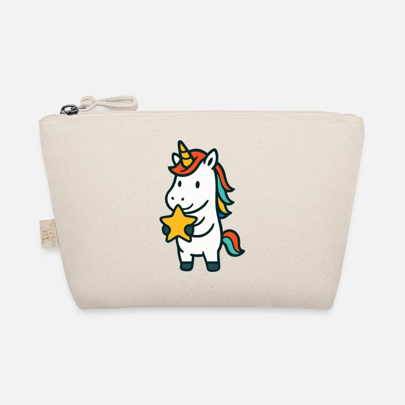 Niedliches Einhorn mit leuchtend gelbem Stern Maskottchen Bio-Täschchen