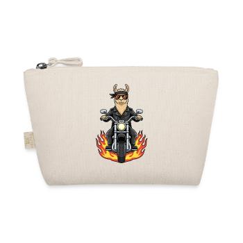 Cool Biker Llama Motorcycle Flames - Organic Pouch - nature - Front