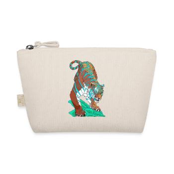 Turquoise Blue Tiger on Rock - Organic Pouch - nature - Front
