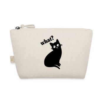 Funny Black Cat What - Organic Pouch - nature - Front
