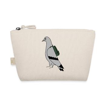 Pigeon with Backpack – Urban Minimal Illustration - Organic Pouch - nature - Front
