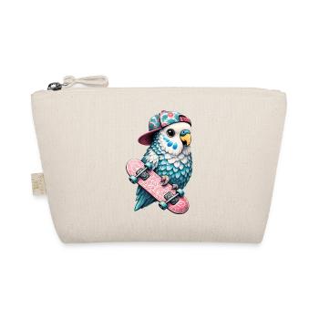 Cool Skateboard Bird with Cap – Streetstyle Desi - Organic Pouch - nature - Front