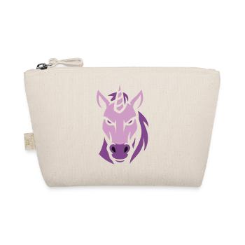 Purple Horse Head Stylized, Unicorn Evil - Organic Pouch - nature - Front