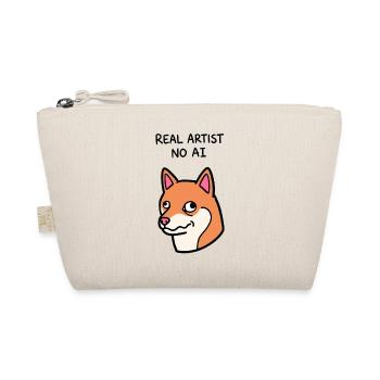 Echter Künstler, nicht KI-generiert – Lustiger Shiba-Hund - Bio-Täschchen - Natur - Vorne