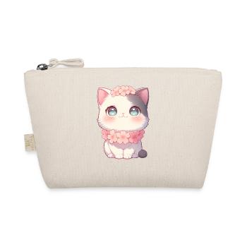 Couronne de fleurs de sakura en chat blanc de Kawaii style chibi - Trousse biologique - nature - Devant