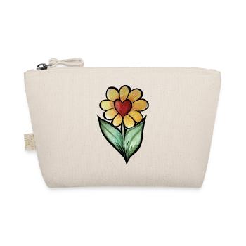 Heart Flower Watercolor - Organic Pouch - nature - Front