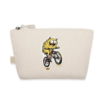 Fluffy Bike Monster Cat on Bike - Organic Pouch - nature - Front