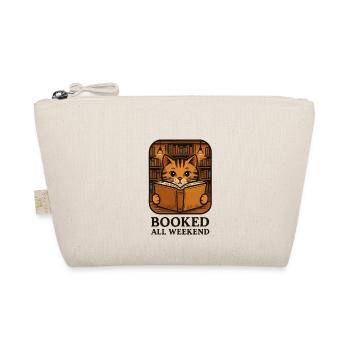 Reading cat on the bookshelf - Organic Pouch - nature - Front