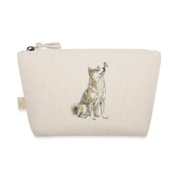 Shiba Inu Hund mit Schmetterling Motiv - Bio-Täschchen - Natur - Vorne