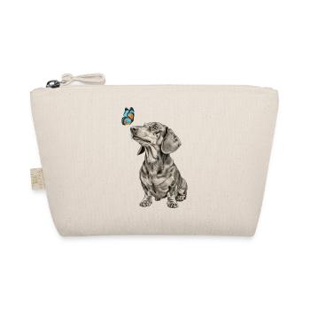 Dackel mit Schmetterling Motiv Hundefans Vintage - Bio-Täschchen - Natur - Vorne