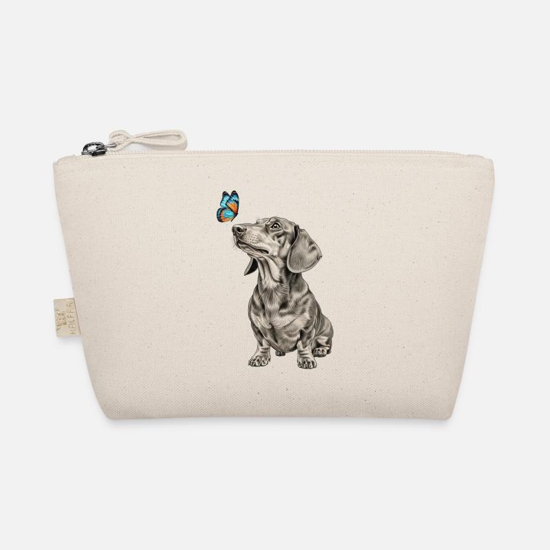 Teckel avec motif papillon Éventails de chien Vintage Trousse biologique